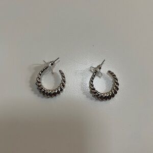 Silver Twist Hoop Earrings